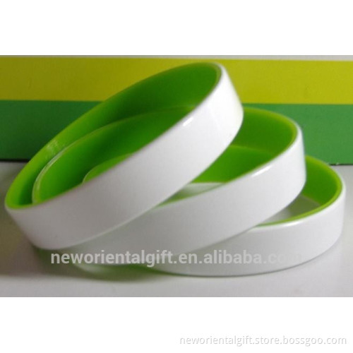 Color Coated Silicone Wristbands, 2 layers painted silicone wrsitbands